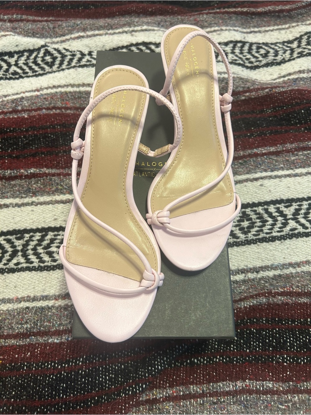 Halogen Pale Pink Knot Slingback Heels , SIZE 7, 2 inch kitten heel